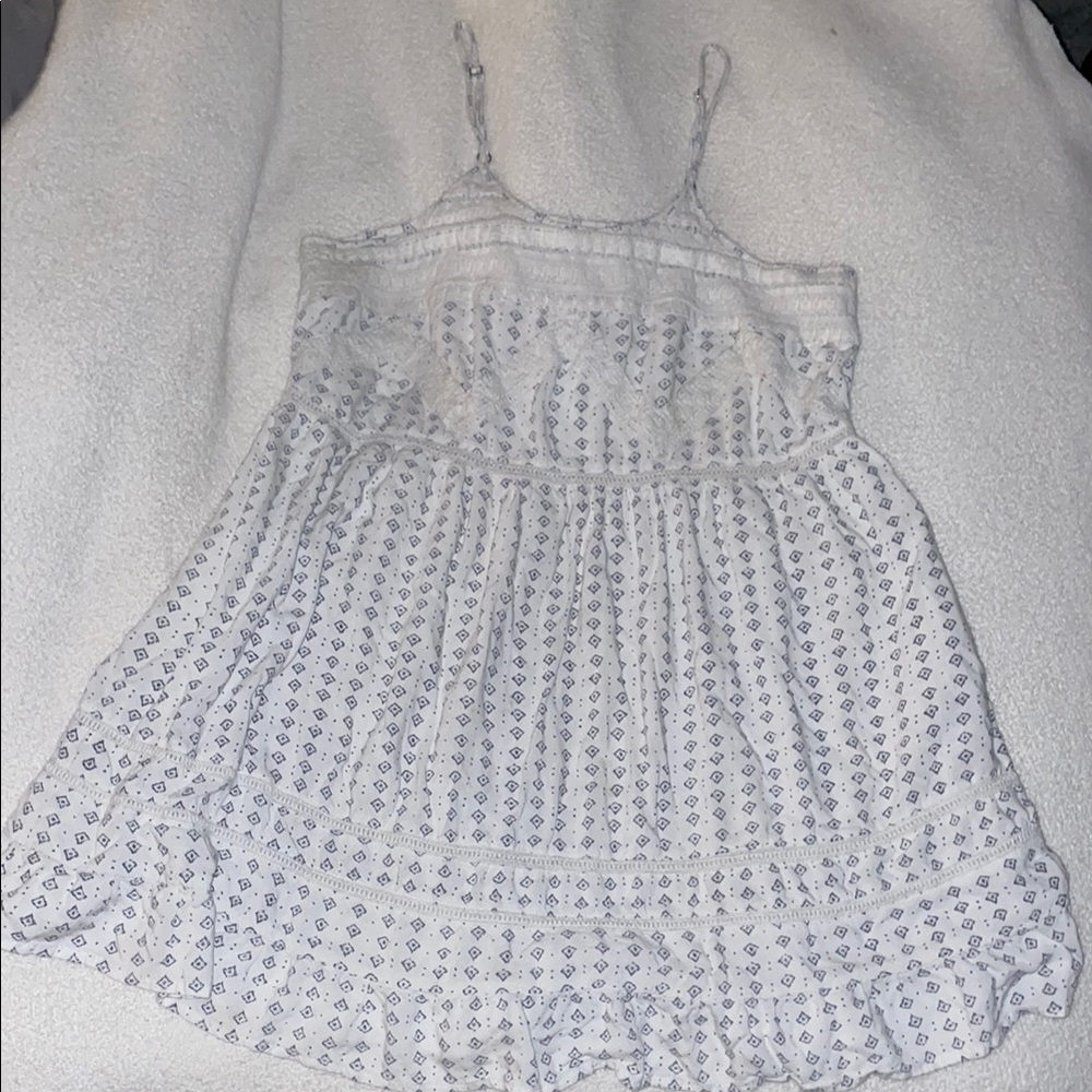 En Creme White and Blue Mini Dress